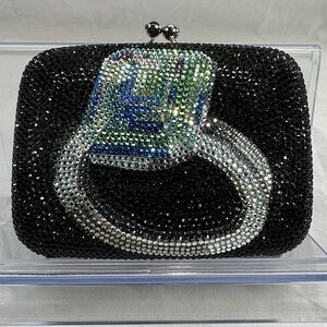 Vtg Rare Judith Leiber Engagement Ring Crystal Mini Clutch/Purse Shoulder Bag